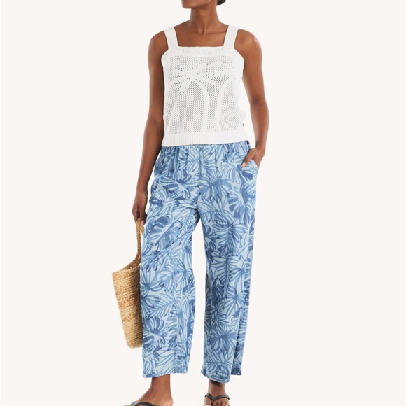 Nautica White Palm Tree Knit Sweater Tank Top - L - Picture 3 of 6